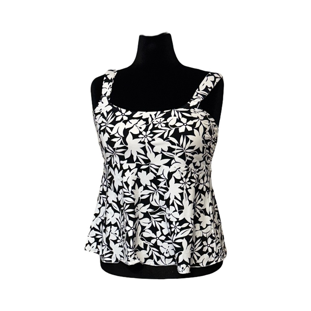 NWT Floral Black and White Women's Swim Top